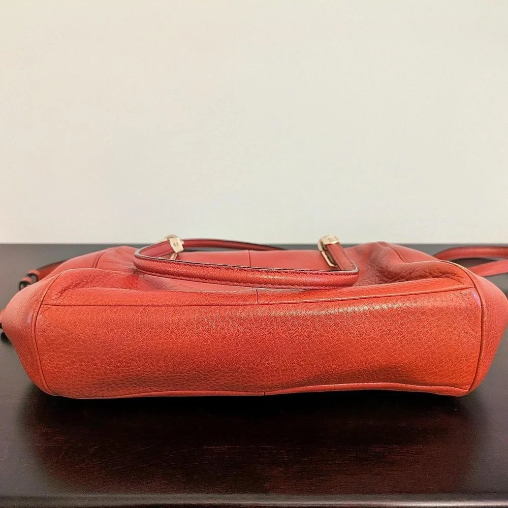 Coach Madison Madeline East West Brick Orange Leather Shoulder Bag